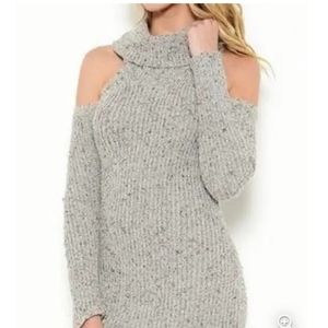 Illa Illa Cold Shoulder Turtleneck Sweater Dress